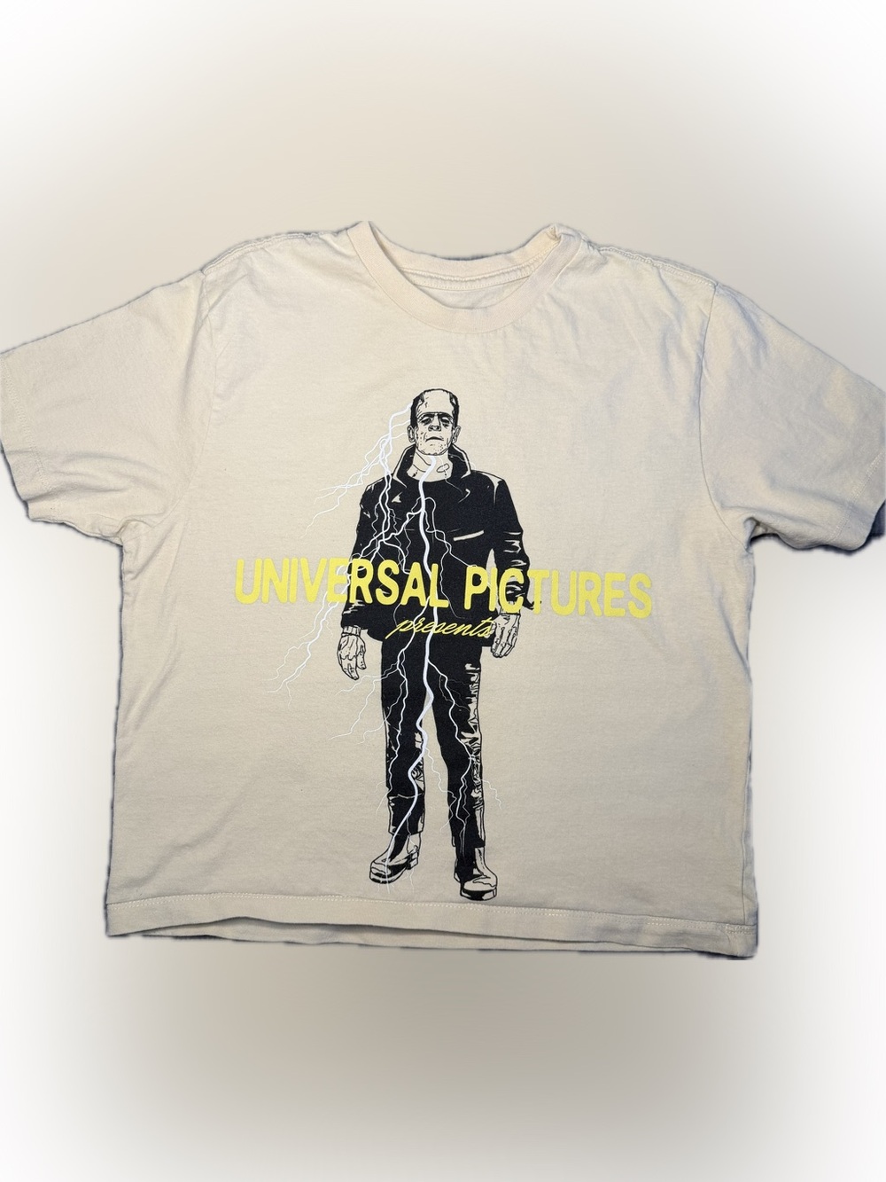 Frankenstein Cotton T-shirt Cream Slightly Cropped Med